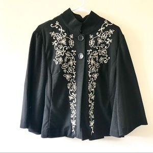Coldwater Creek Embroidered Top Button Blazer L